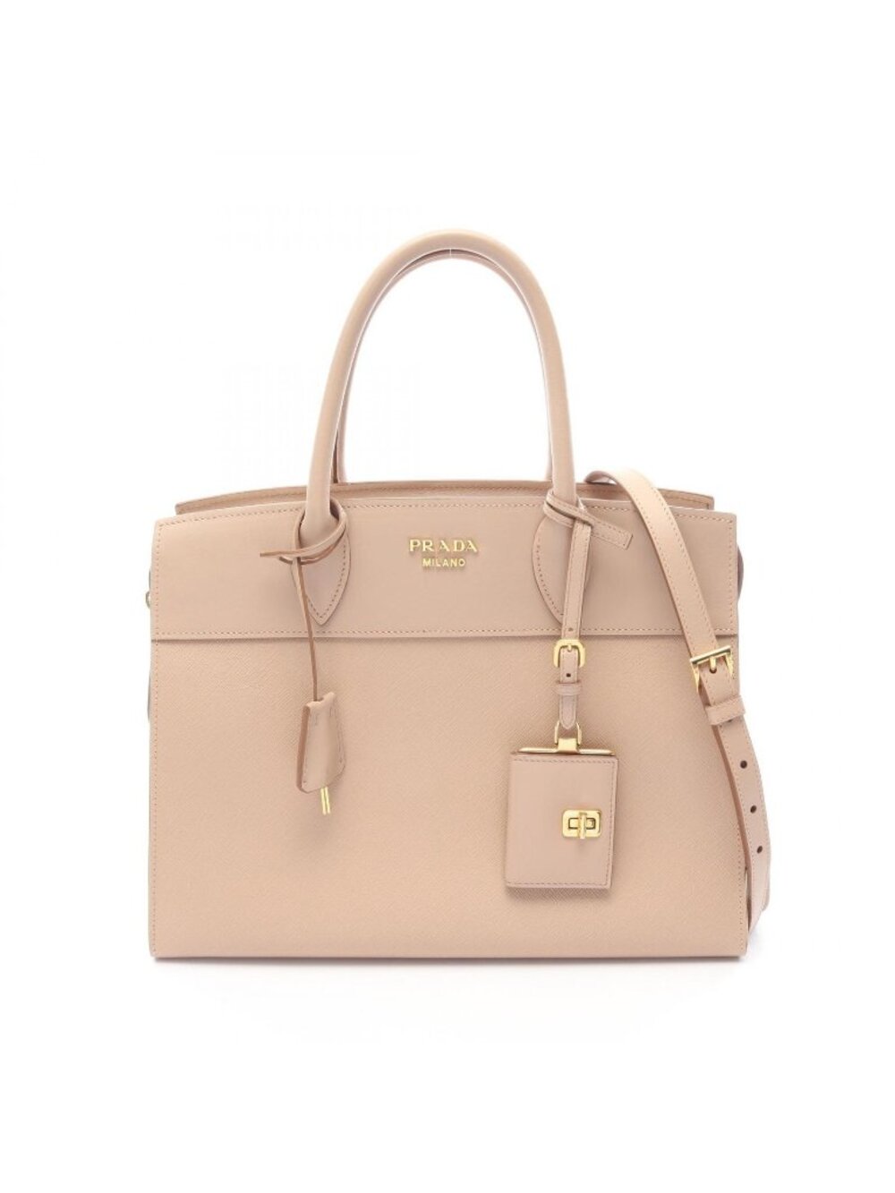 Prada Handbag Esplanade Saffiano City C Beige Leather Tote